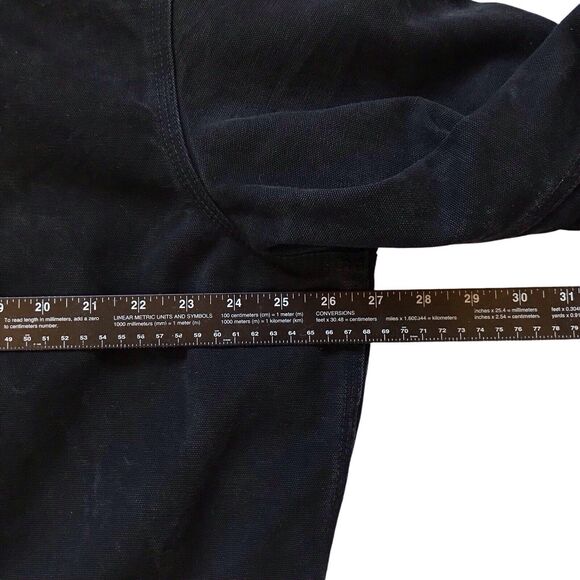 VTG Carhartt Jacket (JR115) -Mens X Large Tall Black Faded Canvas Hooded Work90s - Picture 6 of 11